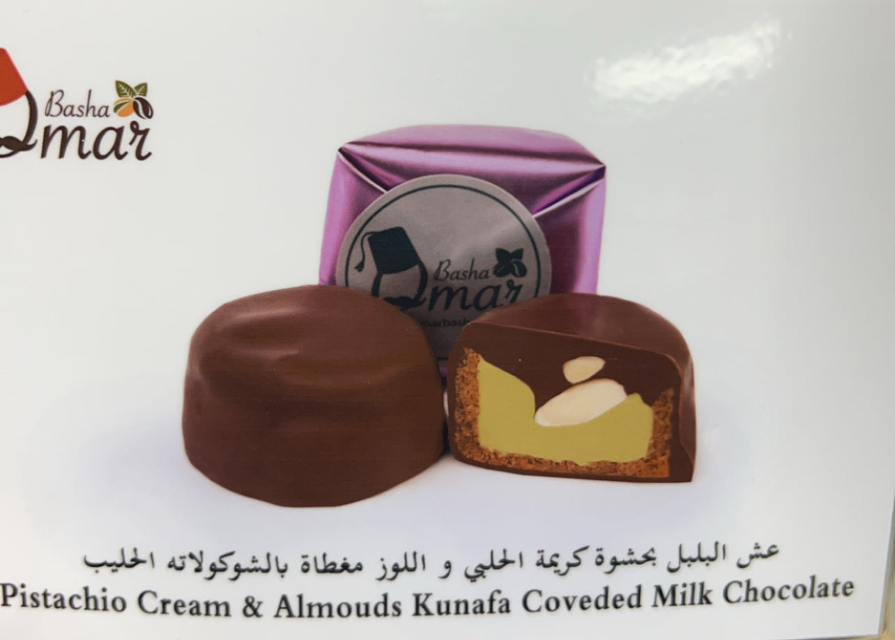 Pistachio Cream & Almouds Kunafa Coveded Milk Chocolate