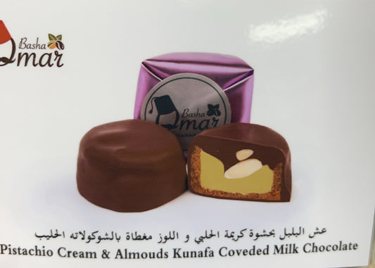 Pistachio Cream & Almouds Kunafa Coveded Milk Chocolate