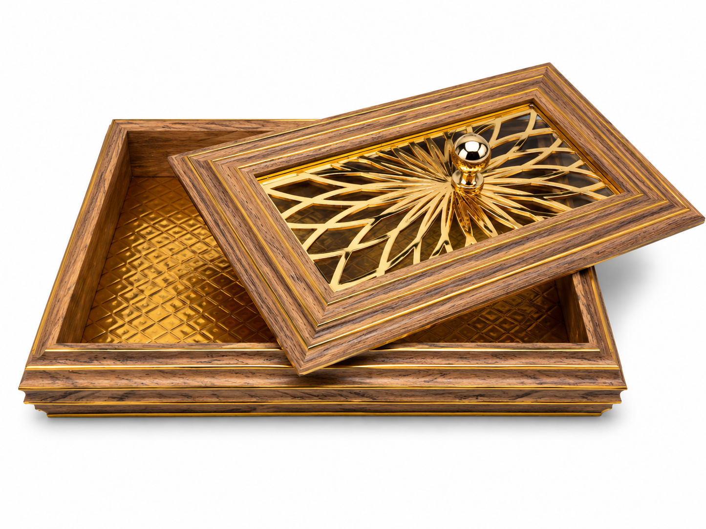 Square -Decorative Wooden Serving Box with Lid