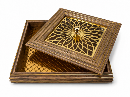 Square Decorative Wooden Serving Box with Lid